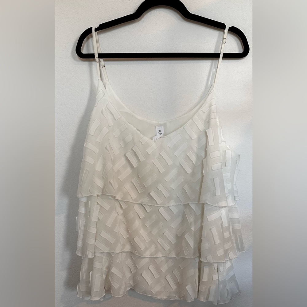 Amadi White Ruffle Tiered Camisole Plus Size 2X